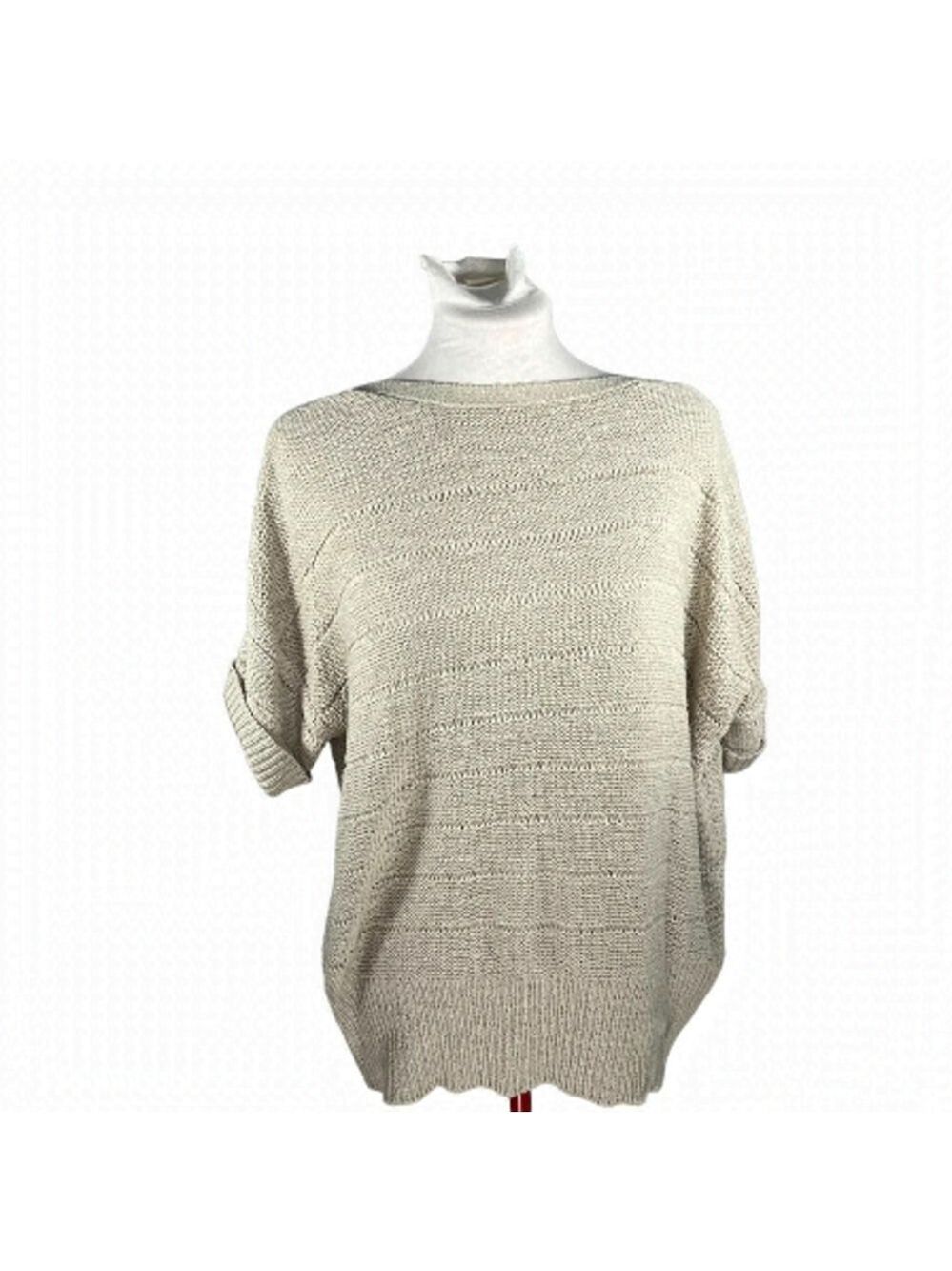 Wallis UK boatneck sweater jumper cap sleeves ribbed cream Size 12-14